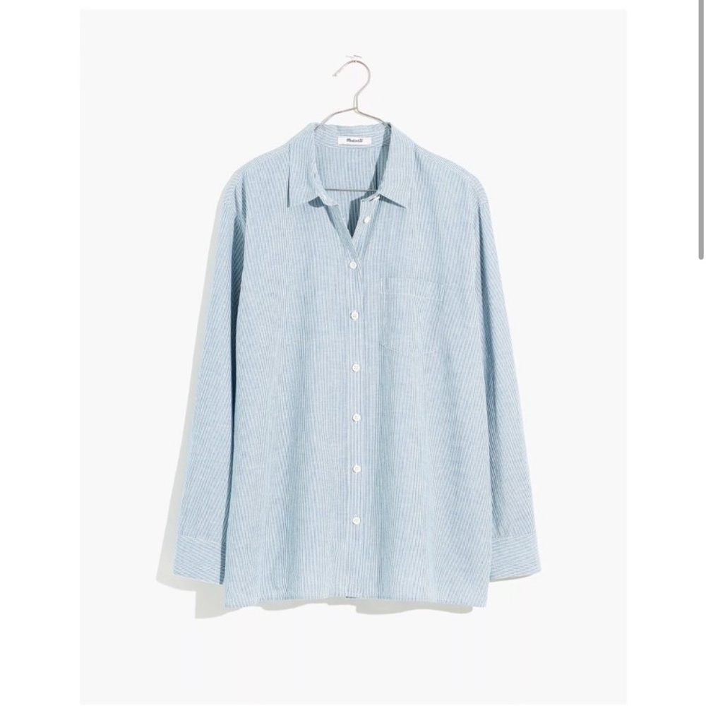 SOLD Oversized Ex-Boyfriend Tulip-Back Shirt in Stripe